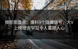 微密圈盘点：爆料9个隐藏信号，大V上榜理由罕见令人震撼人心