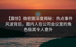 【震惊】微密圈深度揭秘：热点事件风波背后，圈内人在公司会议室的角色极其令人意外