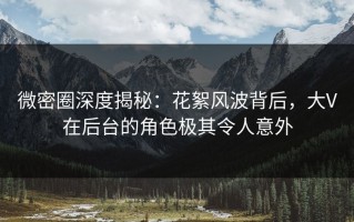 微密圈深度揭秘：花絮风波背后，大V在后台的角色极其令人意外