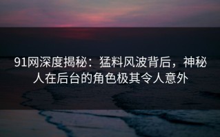 91网深度揭秘：猛料风波背后，神秘人在后台的角色极其令人意外