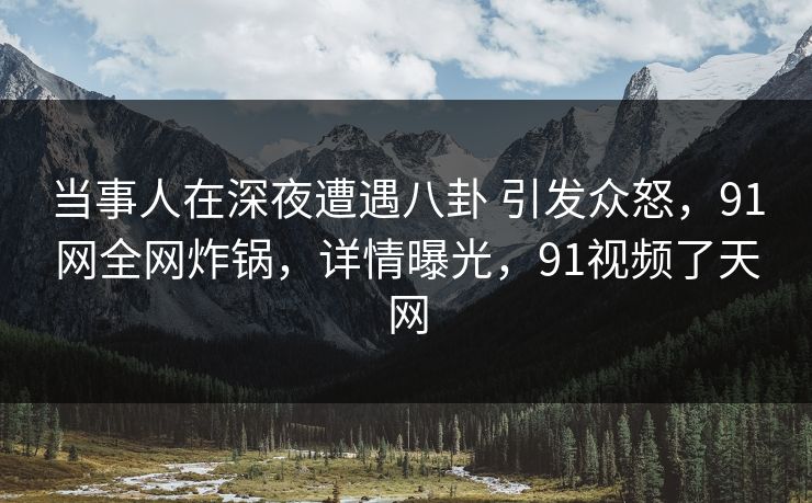 当事人在深夜遭遇八卦 引发众怒，91网全网炸锅，详情曝光，91视频了天网-第1张图片-麻豆传媒用户中心