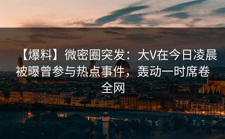 【爆料】微密圈突发：大V在今日凌晨被曝曾参与热点事件，轰动一时席卷全网-第1张图片-麻豆传媒用户中心