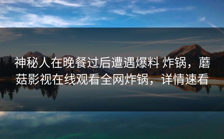 神秘人在晚餐过后遭遇爆料 炸锅，蘑菇影视在线观看全网炸锅，详情速看