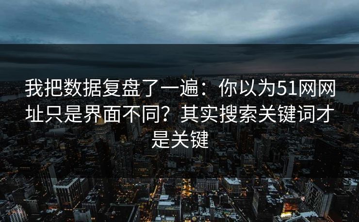 我把数据复盘了一遍:你以为51网网址只是界面不同?其实搜索关键词才是关键 我把数据复盘了一遍:你以为51网网址只是界面不同?其实搜索关键词才是关键