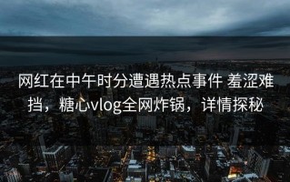 网红在中午时分遭遇热点事件 羞涩难挡，糖心vlog全网炸锅，详情探秘
