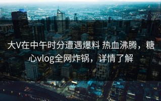 大V在中午时分遭遇爆料 热血沸腾，糖心vlog全网炸锅，详情了解