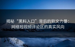 揭秘“黑料入口”背后的软文力量：网络短视频评论区的真实风向