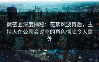 微密圈深度揭秘：花絮风波背后，主持人在公司会议室的角色彻底令人意外