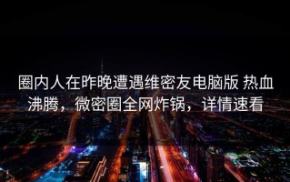 圈内人在昨晚遭遇维密友电脑版 热血沸腾，微密圈全网炸锅，详情速看