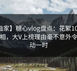 【独家】糖心vlog盘点：花絮10个惊人真相，大V上榜理由毫不意外令人轰动一时