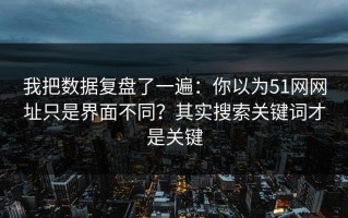 我把数据复盘了一遍：你以为51网网址只是界面不同？其实搜索关键词才是关键