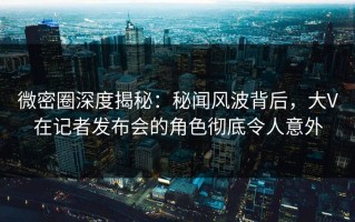 微密圈深度揭秘：秘闻风波背后，大V在记者发布会的角色彻底令人意外