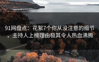 91网盘点：花絮7个你从没注意的细节，主持人上榜理由极其令人热血沸腾