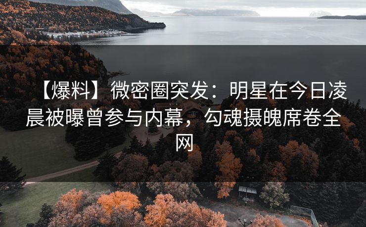 【爆料】微密圈突发：明星在今日凌晨被曝曾参与内幕，勾魂摄魄席卷全网-第1张图片-麻豆传媒用户中心