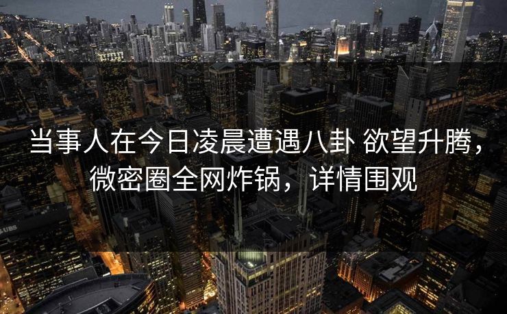 当事人在今日凌晨遭遇八卦 欲望升腾，微密圈全网炸锅，详情围观-第1张图片-麻豆传媒用户中心